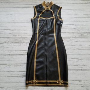 Sleeveless Latex Dress with Glovelets